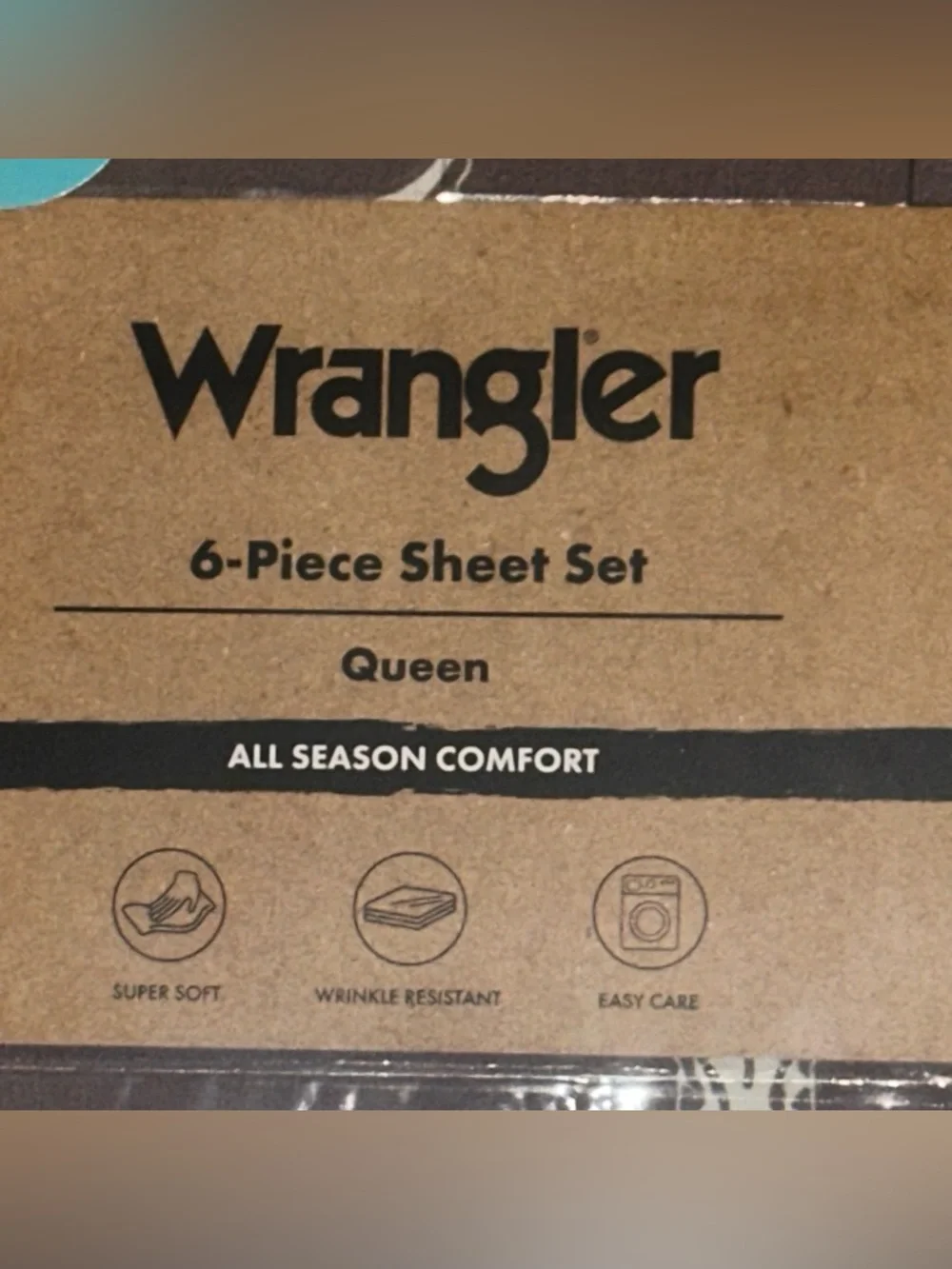 Wrangler Queen Sheet Set in Brown with White Steer Skull Pattern